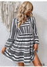 Vestido mini estampado bohemio de manga larga Hailey
